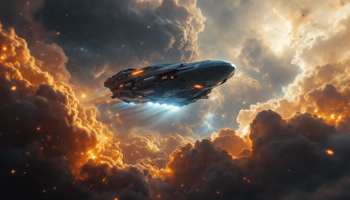 AI generated: Hyper real cinematic, futuristic sci-fi, concept photo, illustration art, of an interstellar interga...