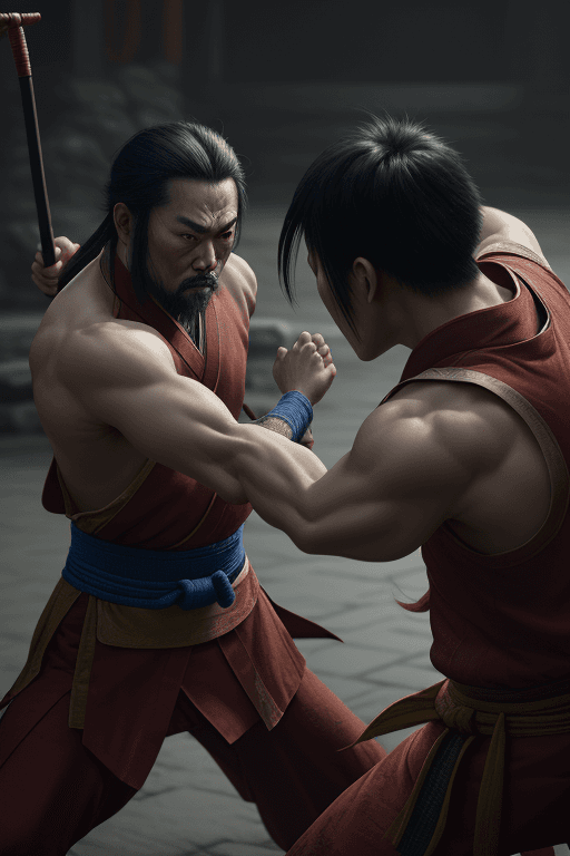 AI generated: 2 men fighting,a wuxia movie poster,Kung Fu Cult Master ,,8K 3d resolution, detailed,realistic,plays...