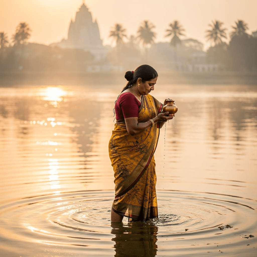 AI generated: aunty from andhrapradesh bathing nude , rubbing her boobs 