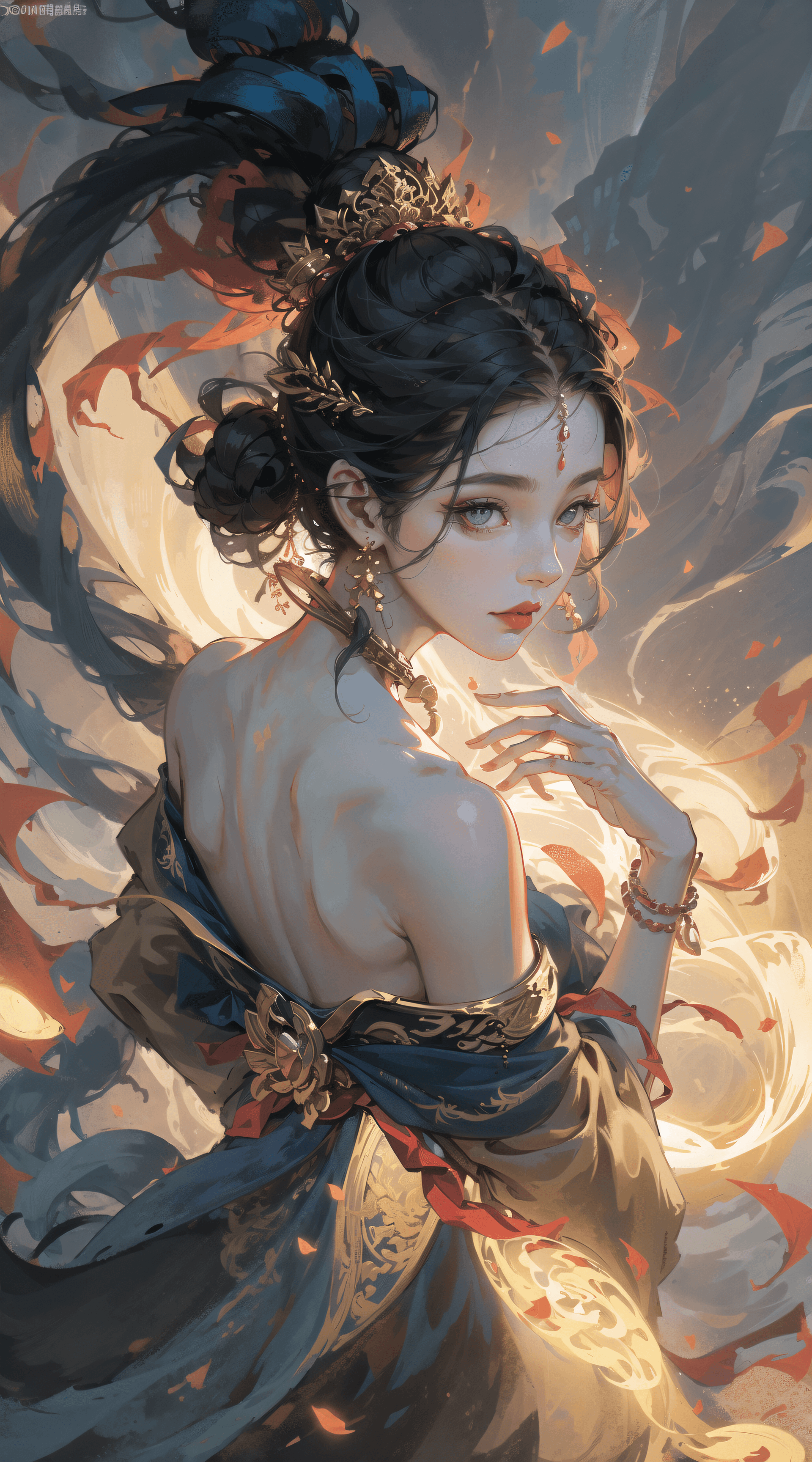 AI generated: (bare shoulders:0.85), ((nude:1)),(boobs naked:0.55), (Glowing ambiance, enchanting radiance, lumino...