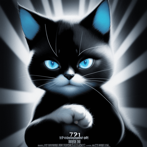 AI generated: movie poster, cat character in black, white and blue, in the style of yoh nagao, light-focused --ar ...