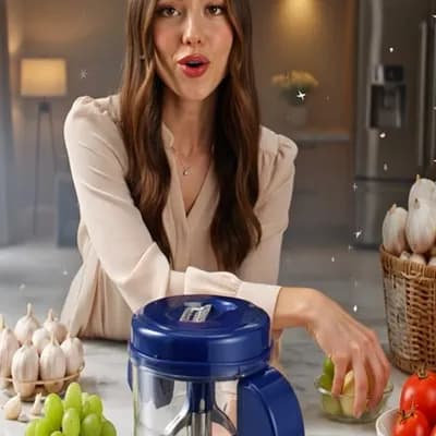 AI generated video: “Create a cinematic premium product video advertisement for an electric vegetable peeler machine ins...