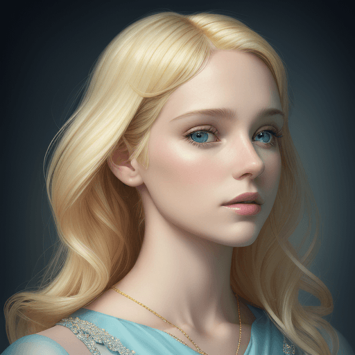 AI generated: the picture is about an blonde woman with different clothing, in the style of dark aquamarine and li...