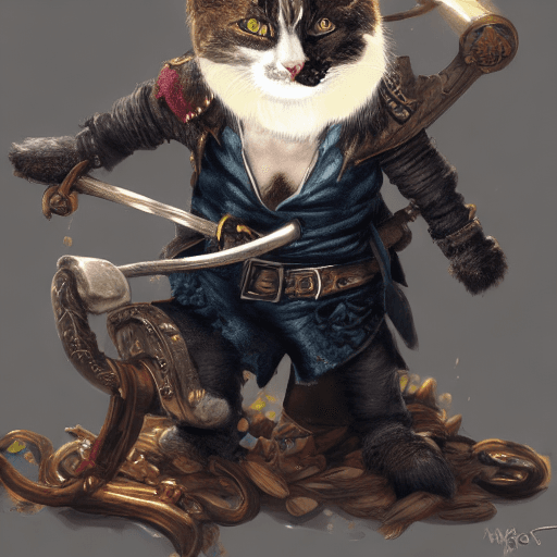 AI generated: Pirate cat, fantasy, artstation, concept art, highly detailed, illustration