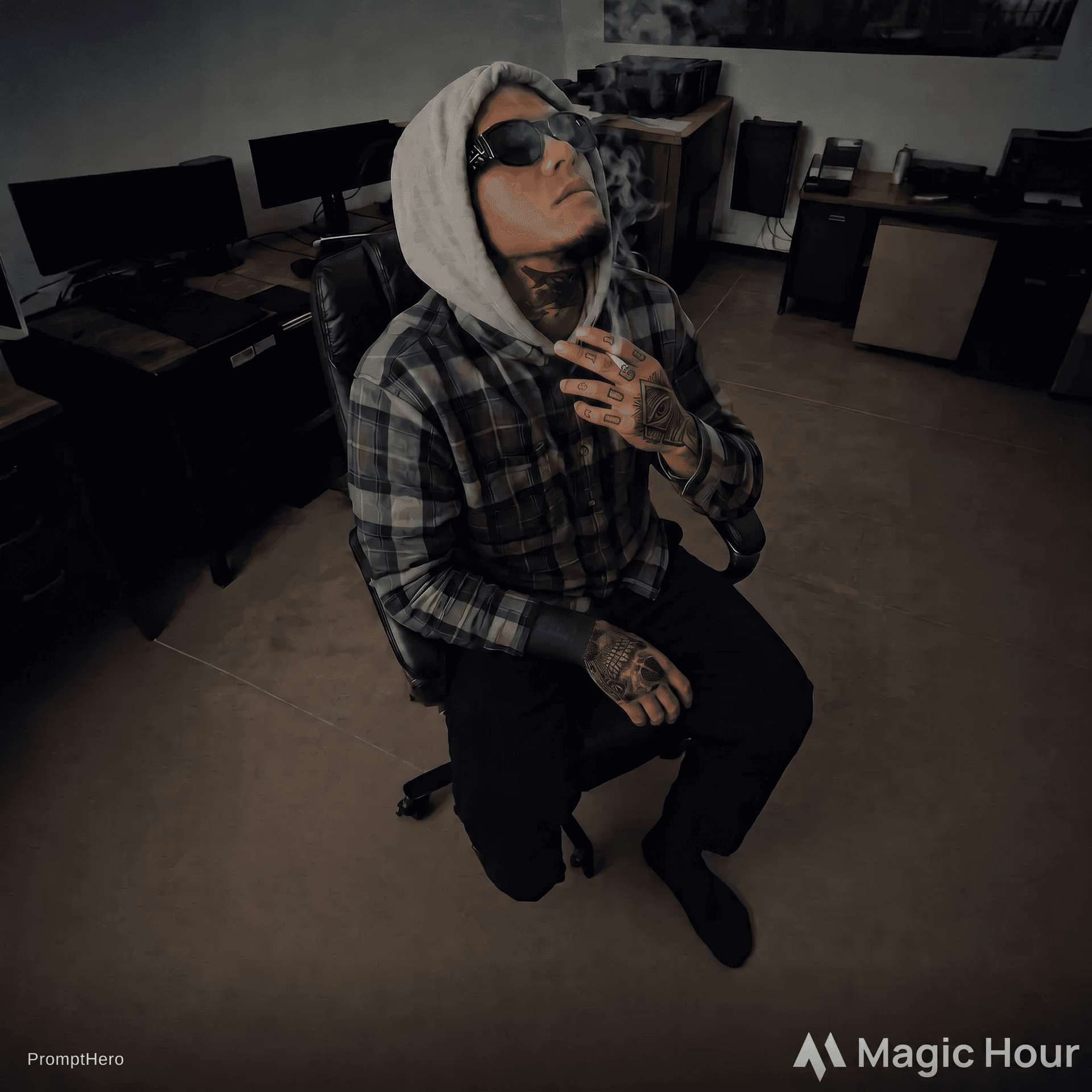 AI generated: Fix the positioning right hand of the man making it proportionate to the positioning of his arms. Do...