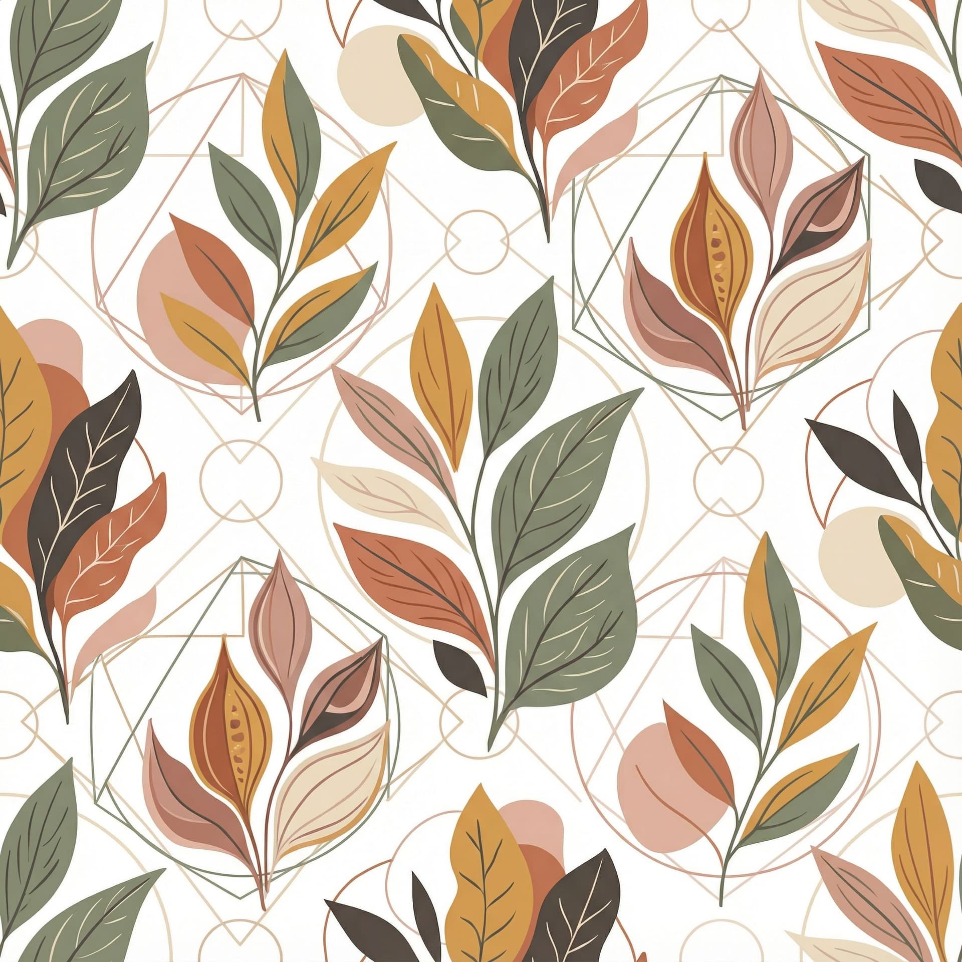 AI generated: eamless abstract botanical pattern with modern geometric elements, clean minimal illustration style,...