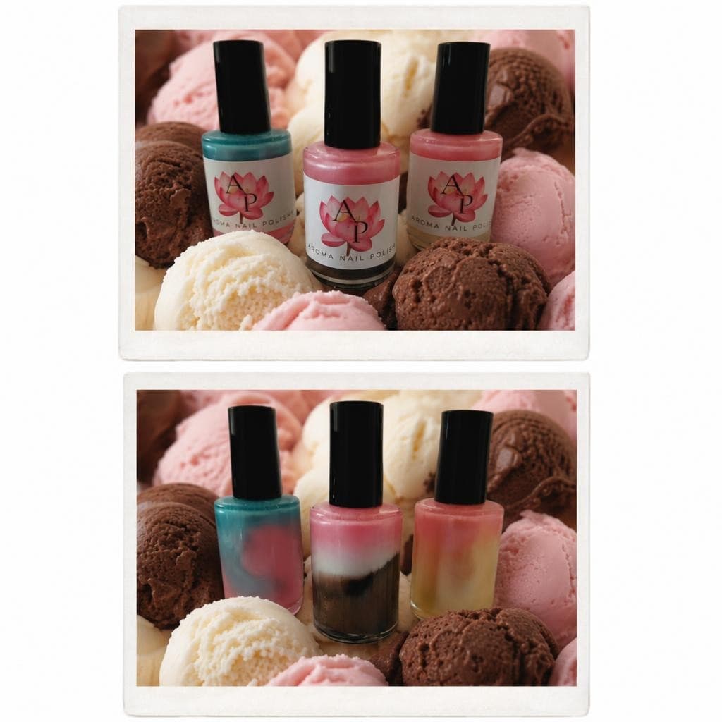 AI generated: Can you give me brown white pink?Ice cream scoops as my background