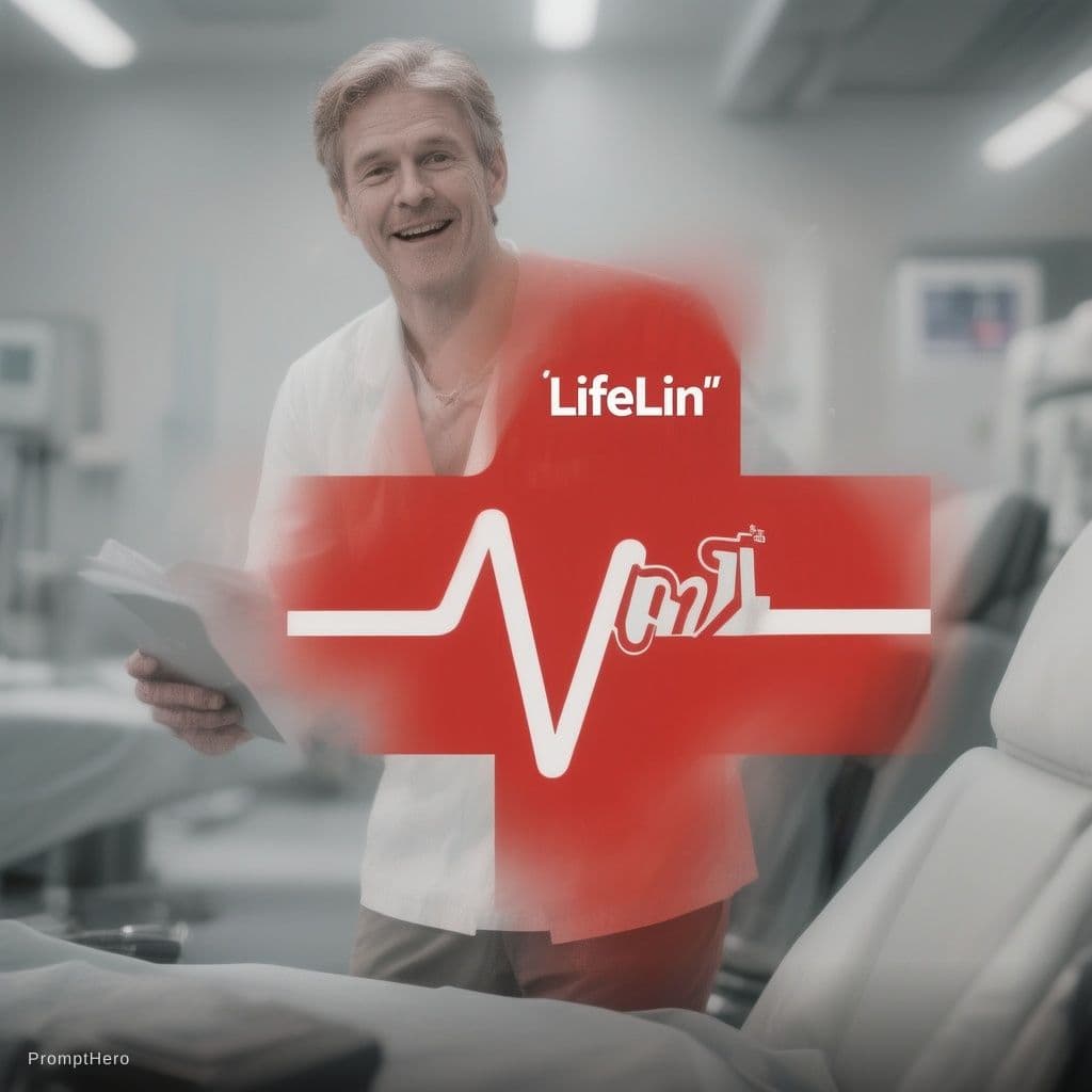 AI generated: Real heart where in the middle there is a ECG  logo and middle there is a text written "LifeLine "