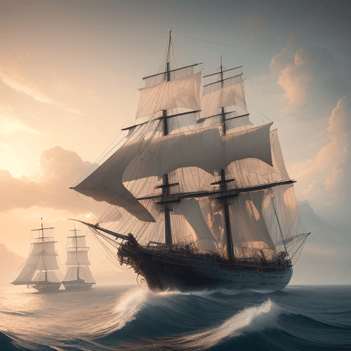 AI generated: Photo of a ultra realistic sailing ship, dramatic light, pale sunrise, cinematic lighting, battered,...
