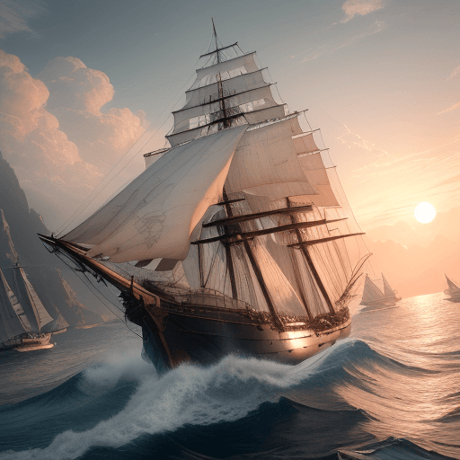 AI generated: Photo of a ultra realistic sailing ship, dramatic light, pale sunrise, cinematic lighting, battered,...