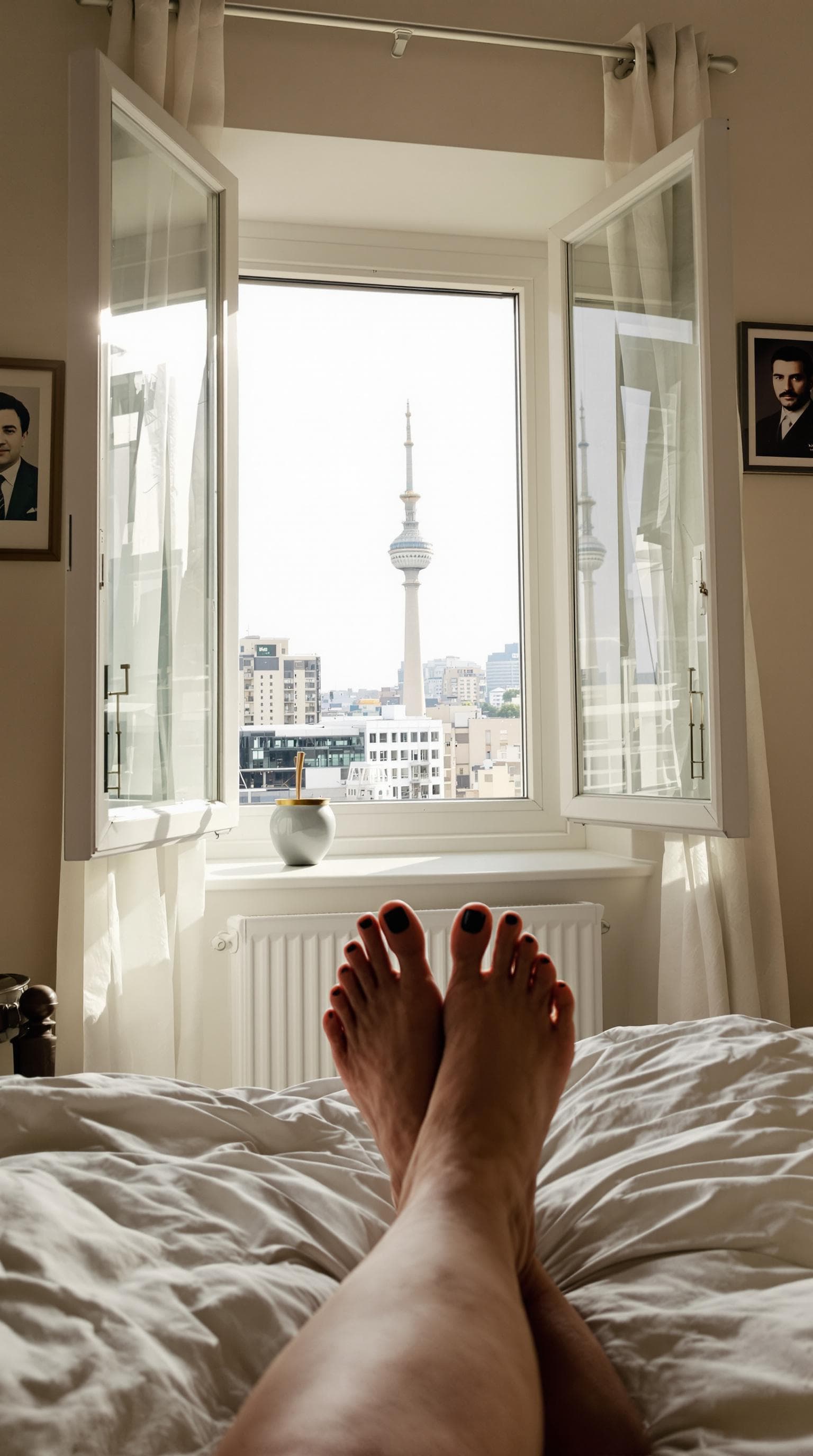 AI generated: POV First-Person View, I wake up in my bedroom, in my single-person apartment in Iran. The atmospher...