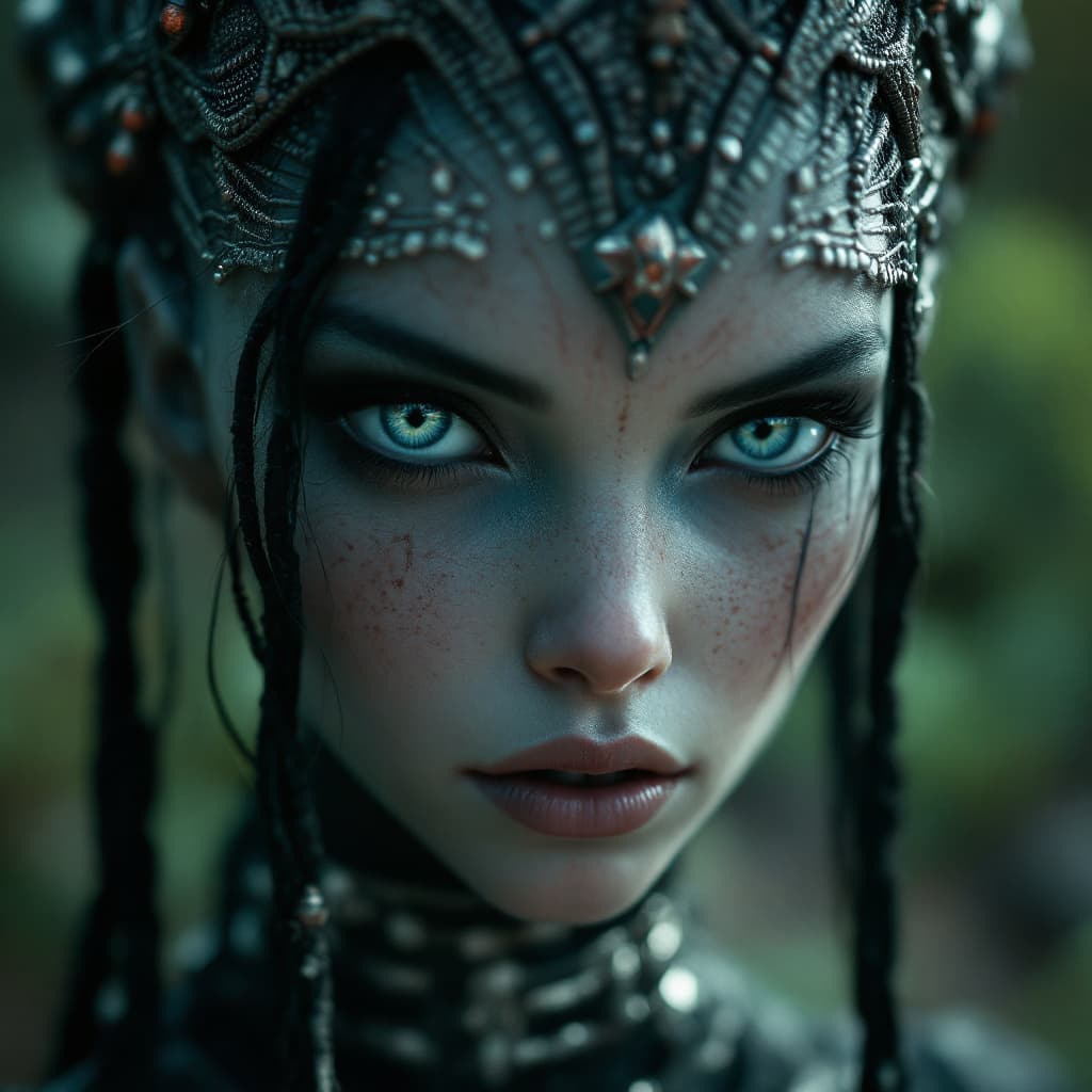 AI generated: 
alien woman, indigenous features, deep blue eyes, photography, a cinematic scene, hiper-realista, i...