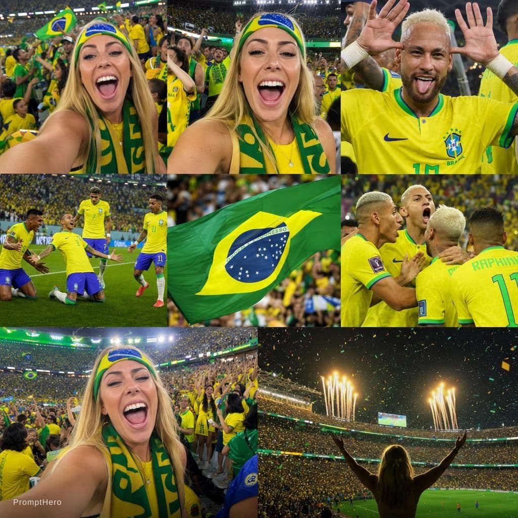 AI generated: ultra-realistic live-action sports documentary style, packed FIFA World Cup 2022 Qatar stadium at ni...