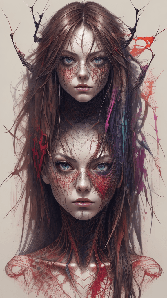 AI generated: Art by Carne Griffiths, Spider-Girl, perfect face, perfect body, Knitting clothes, perfect digital p...