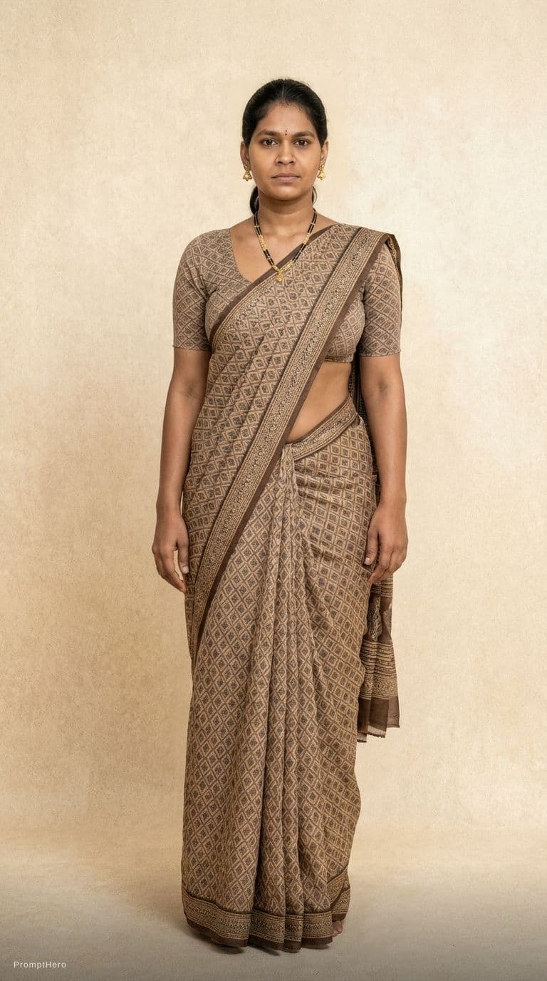 AI generated: Aunty in her blouse only with big body