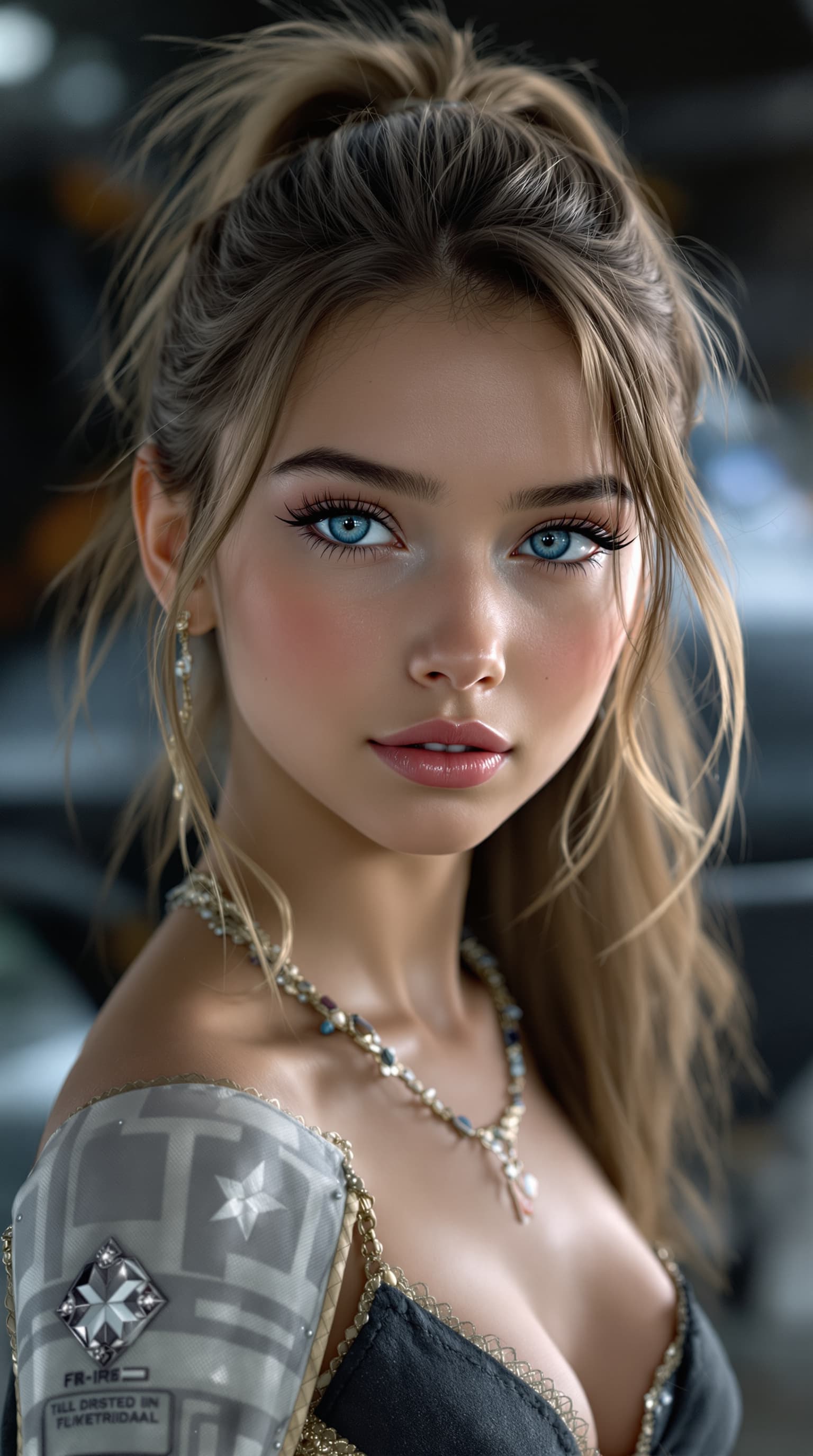 AI generated:  a professional photo of the most beautiful girl in the world tween, Lockheed F-117 Nighthawk, in a ...