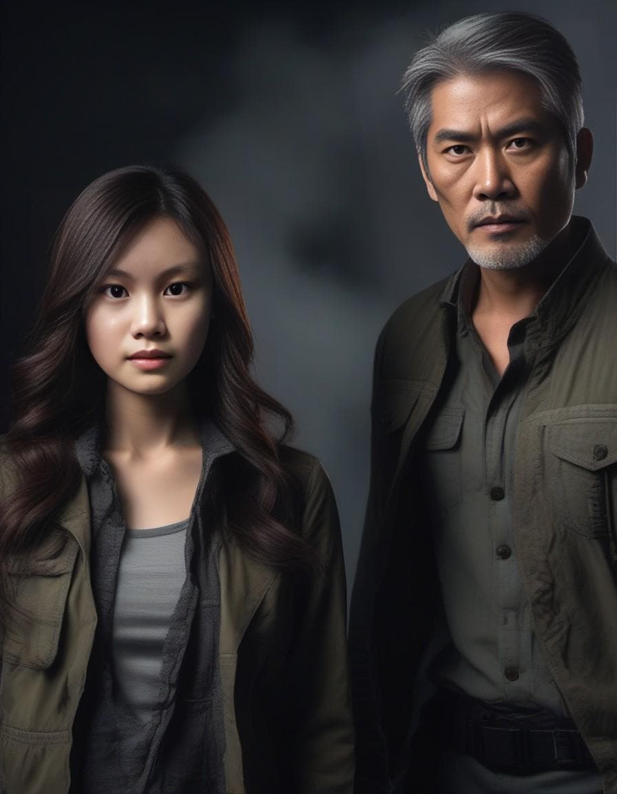 AI generated: A man with gray hair in clothes from the zombie apocalypse