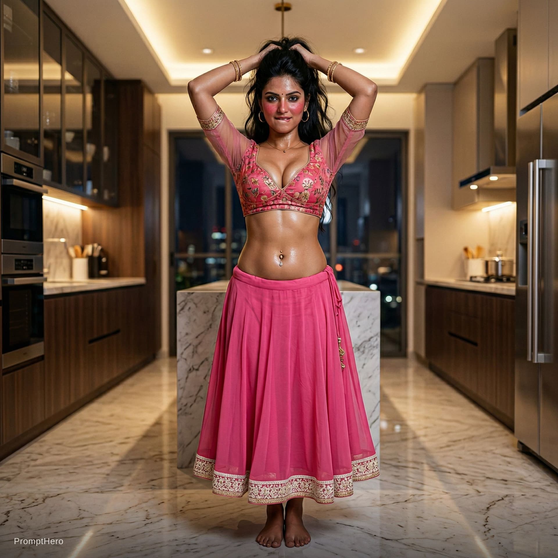 AI generated: Use the women in image, full body view from head to toe, no cropping whatsoever, complete legs and f...