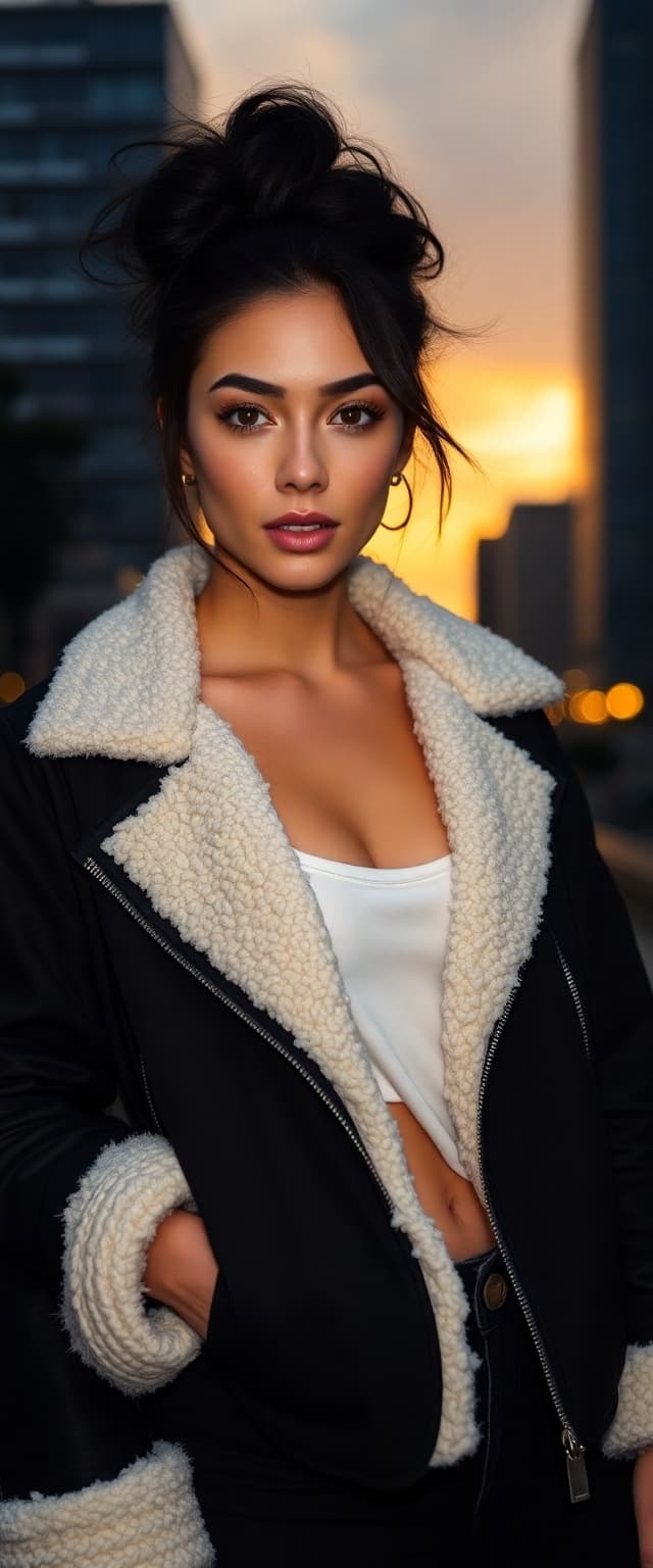AI generated: "Image is a high resolution, Full-body vertical portrait photograph, soft warm light, film-like comp...