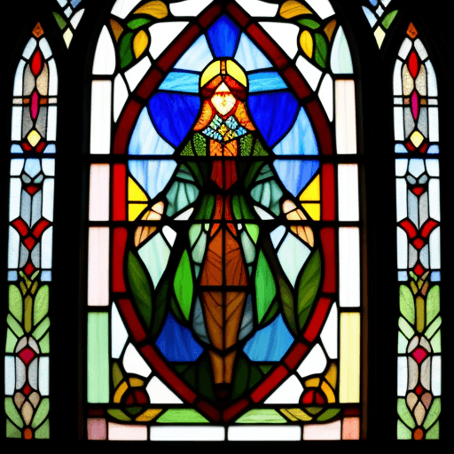 AI generated: stained glass tiffany, ukrainian folklore