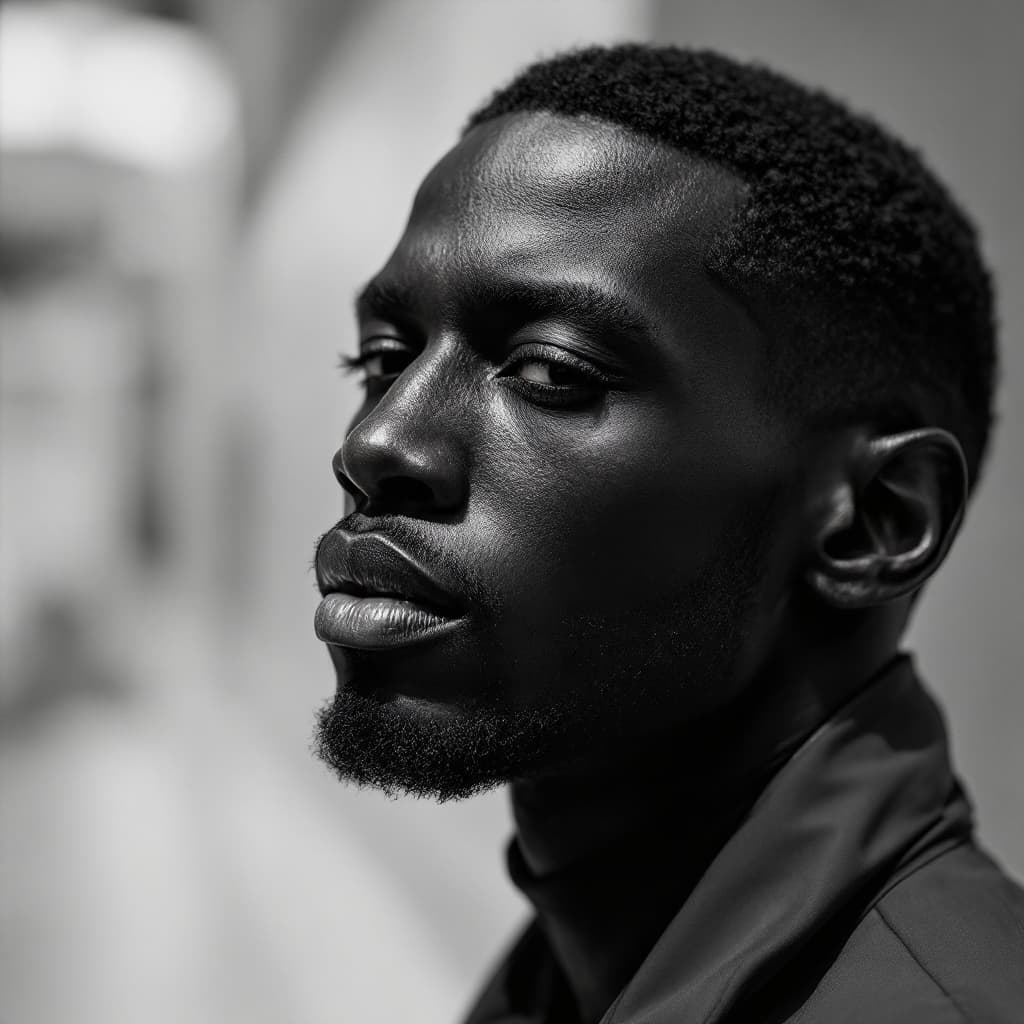 AI generated: fashion shoot african american male model WEARING Tom Ford  