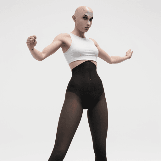 AI generated: a human with white background,  no background, bald hair, black tights, full body, hyper realism, hi...