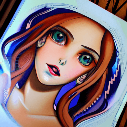 AI generated: Drawn by Artgerm, medium shot, anime portrait, centered, pretty woman in a patterned dress, pale ski...