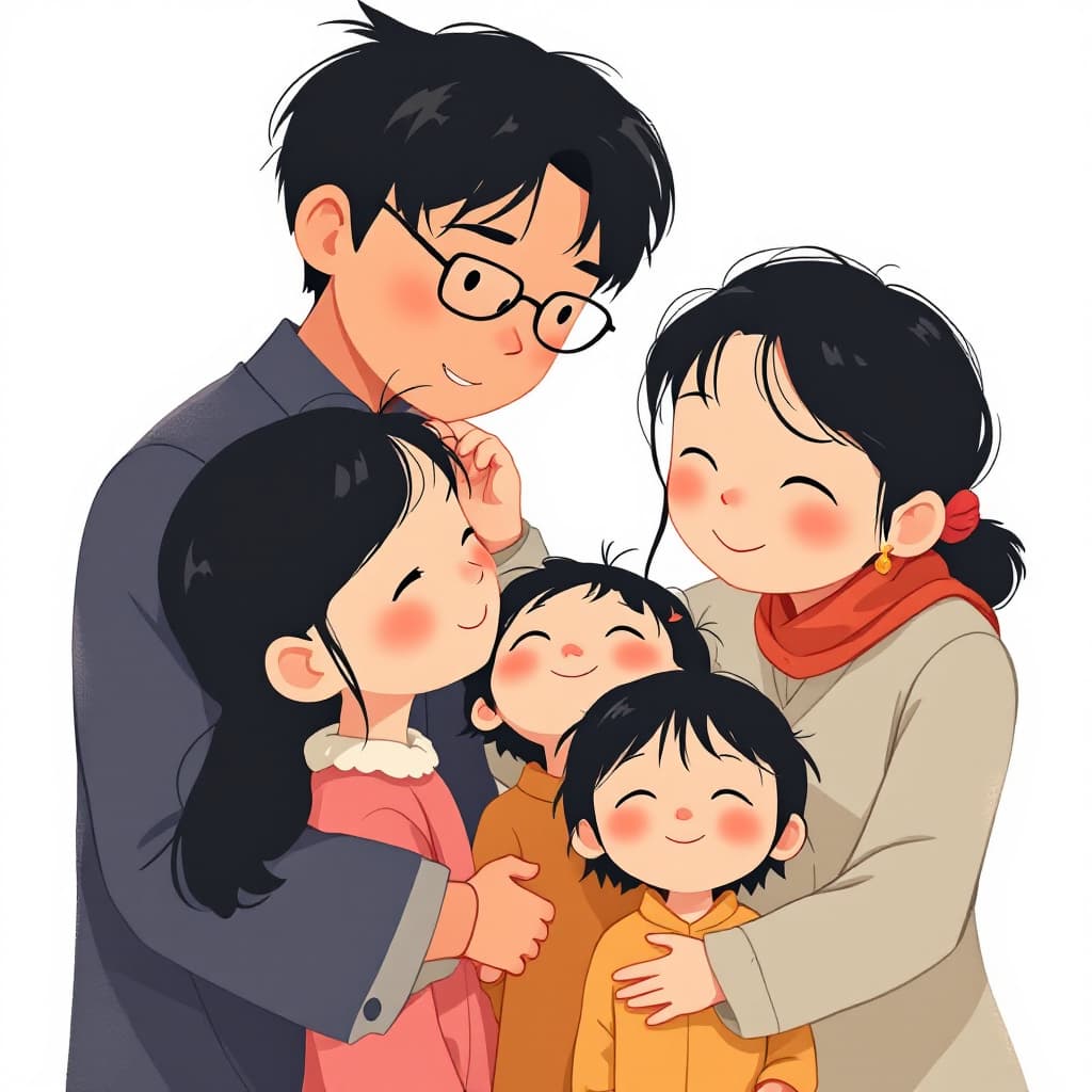 AI generated: a simple cartoon of a beautiful family , white background
--ar 1:2 --personalize 2gwf1qc --stylize 7...