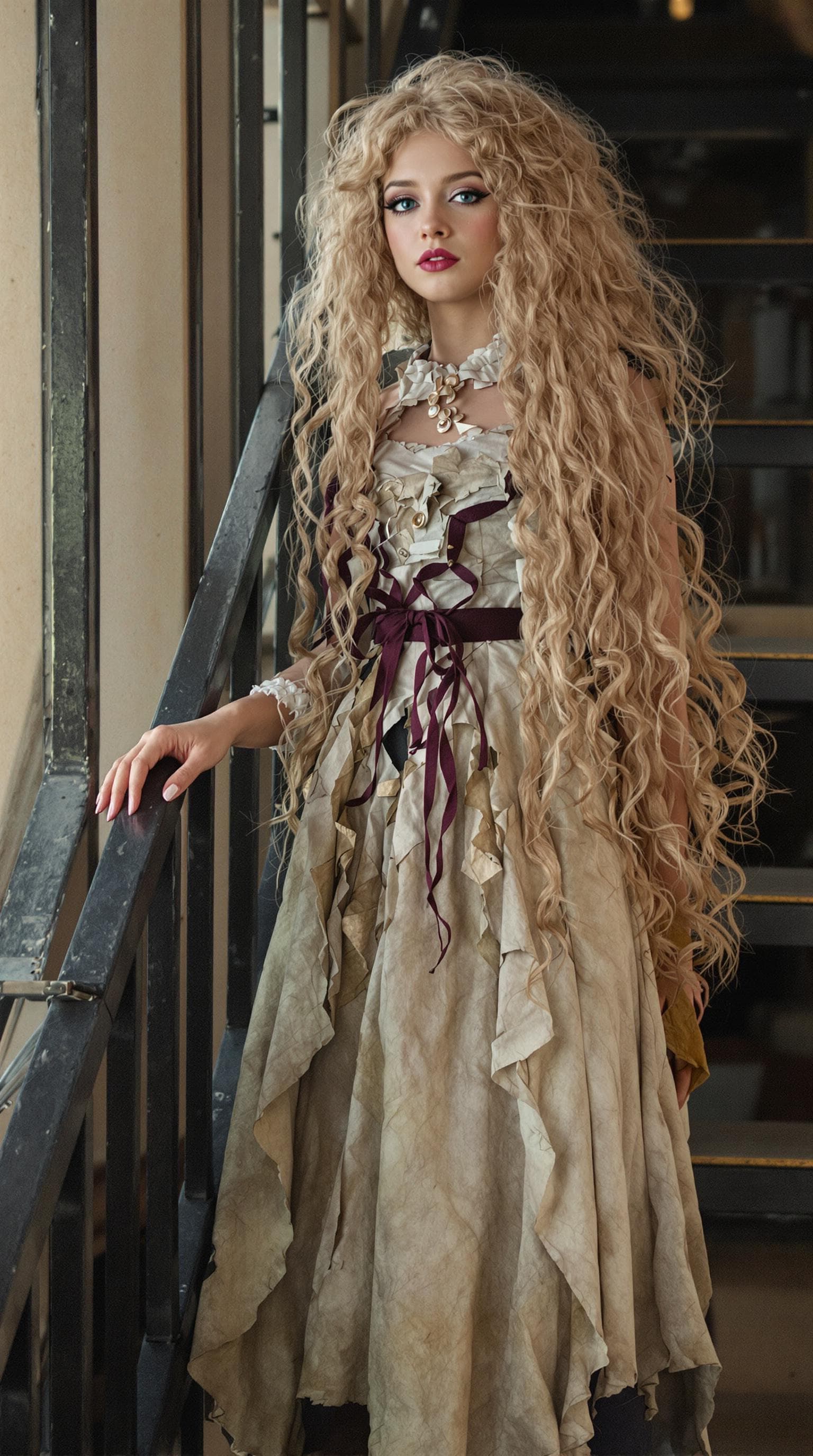 AI generated: a professional photo of a exceptionally beautiful girl aboard the Royal Mail Ship Titanic (age 18), ...