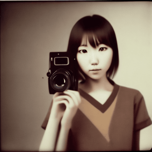 AI generated: Japanese girl, 18-21 years old, brown hair, high-quality photo portrait, shot on a Polaroid camera, ...