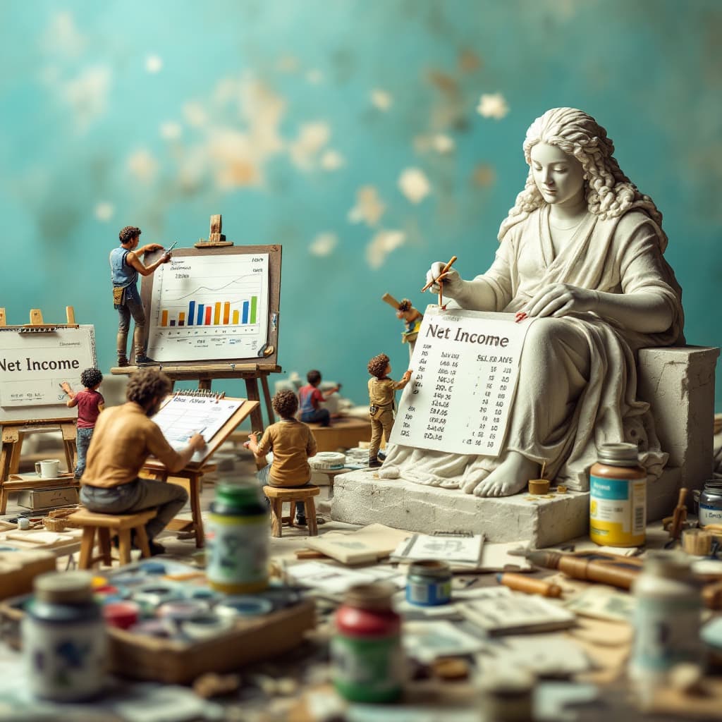 AI generated: Crafting the Income Statement**  
Tiny artisans at drafting tables are sketching out figures for rev...