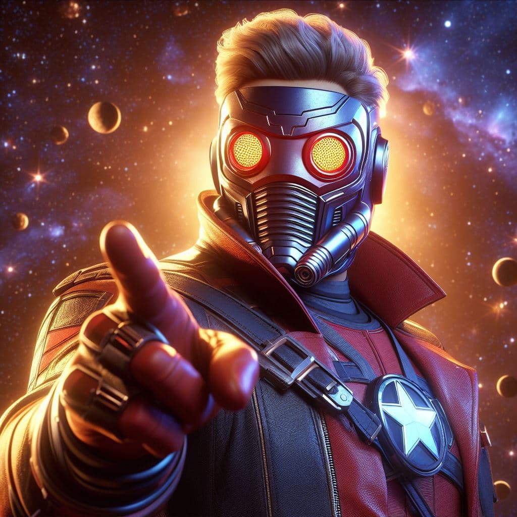 AI generated: Star-Lord of Marvel, 8K, masterpiece, octane render, ray-tracing