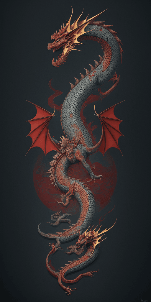 AI generated: japanese dragon tattoo drawing, in the style of matthias jung, kerem beyit, uhd image, authentic dep...