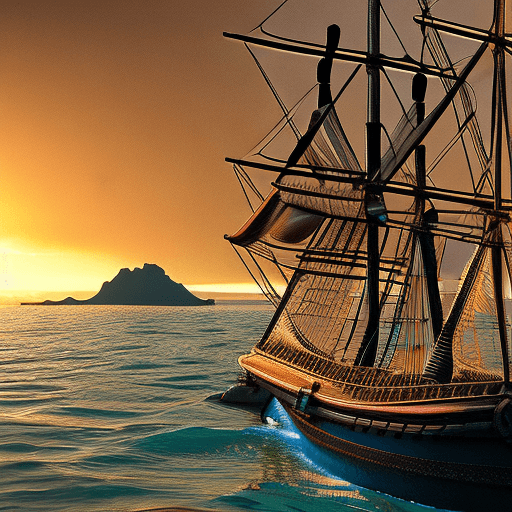 AI generated: Photo of a ultra realistic sailing ship, dramatic light, pale sunrise, cinematic lighting, battered,...