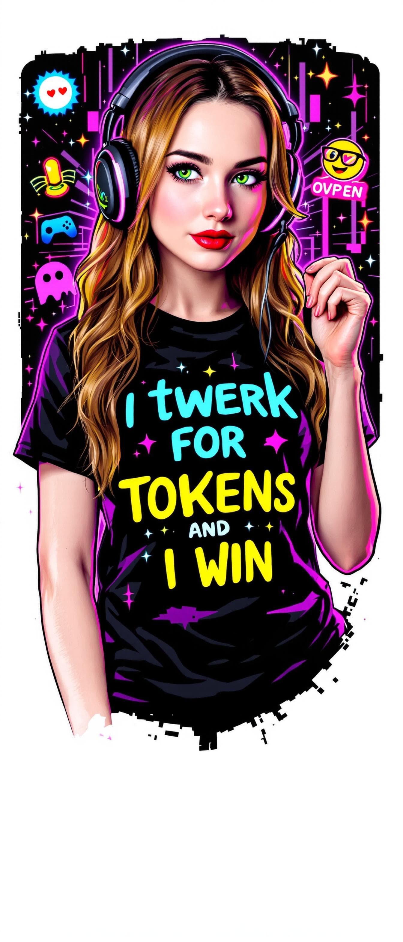 AI generated: 64K, UHD, Photorealistic photograph of an ISOLATED ON A BLACK BACKGROUND, CONTOURS, T-SHIRT DESIGN. ...