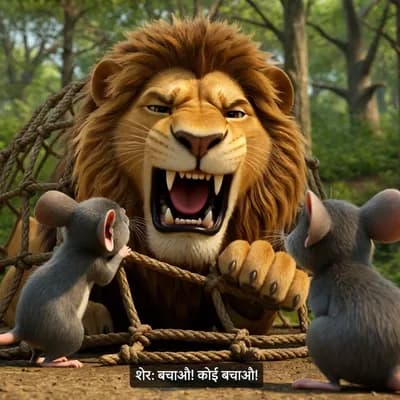 AI generated video: 30 second story rate and lion