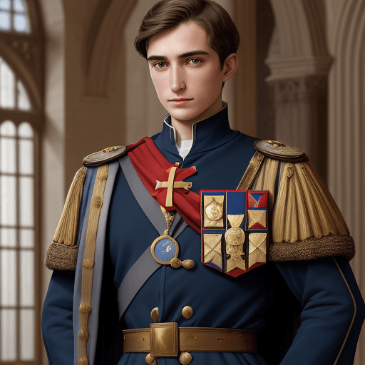 AI generated: A super high definition of a medieval diplomat with his uniform and badge of office.