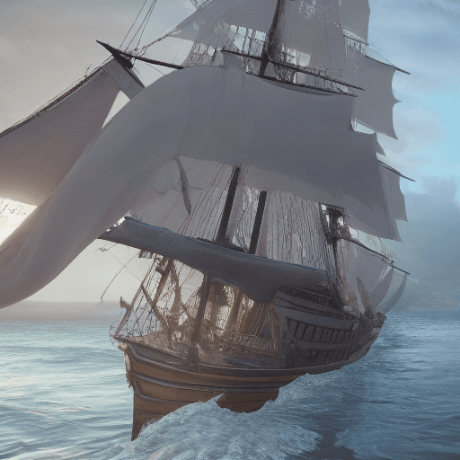AI generated: Photo of a ultra realistic sailing ship, dramatic light, pale sunrise, cinematic lighting, battered,...