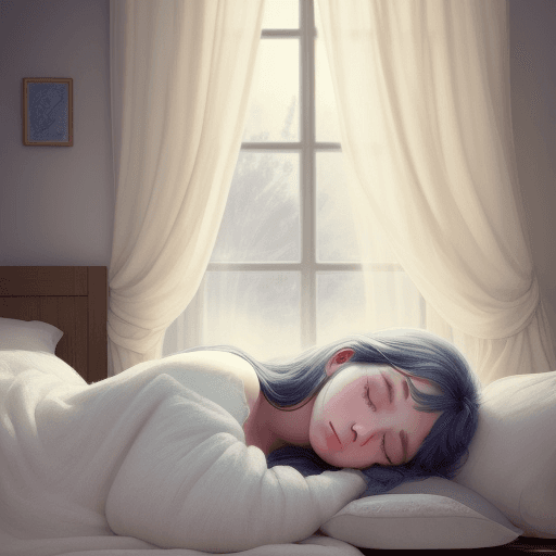 AI generated: A girl peacefully slumbers, her gentle breathing and relaxed expression indicative of deep rest. Sof...