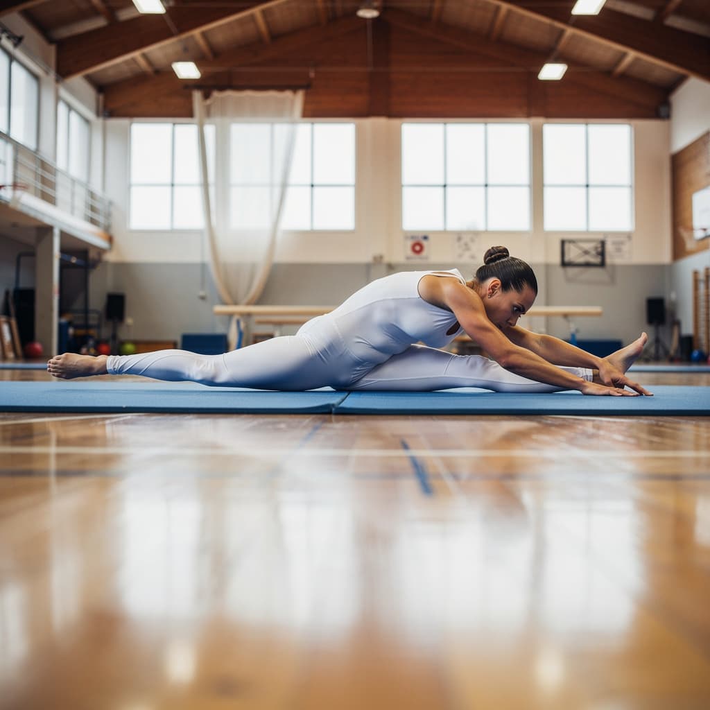 AI generated: the scene opens with a slow, tracking shot circling a focused female athlete performing impressive f...