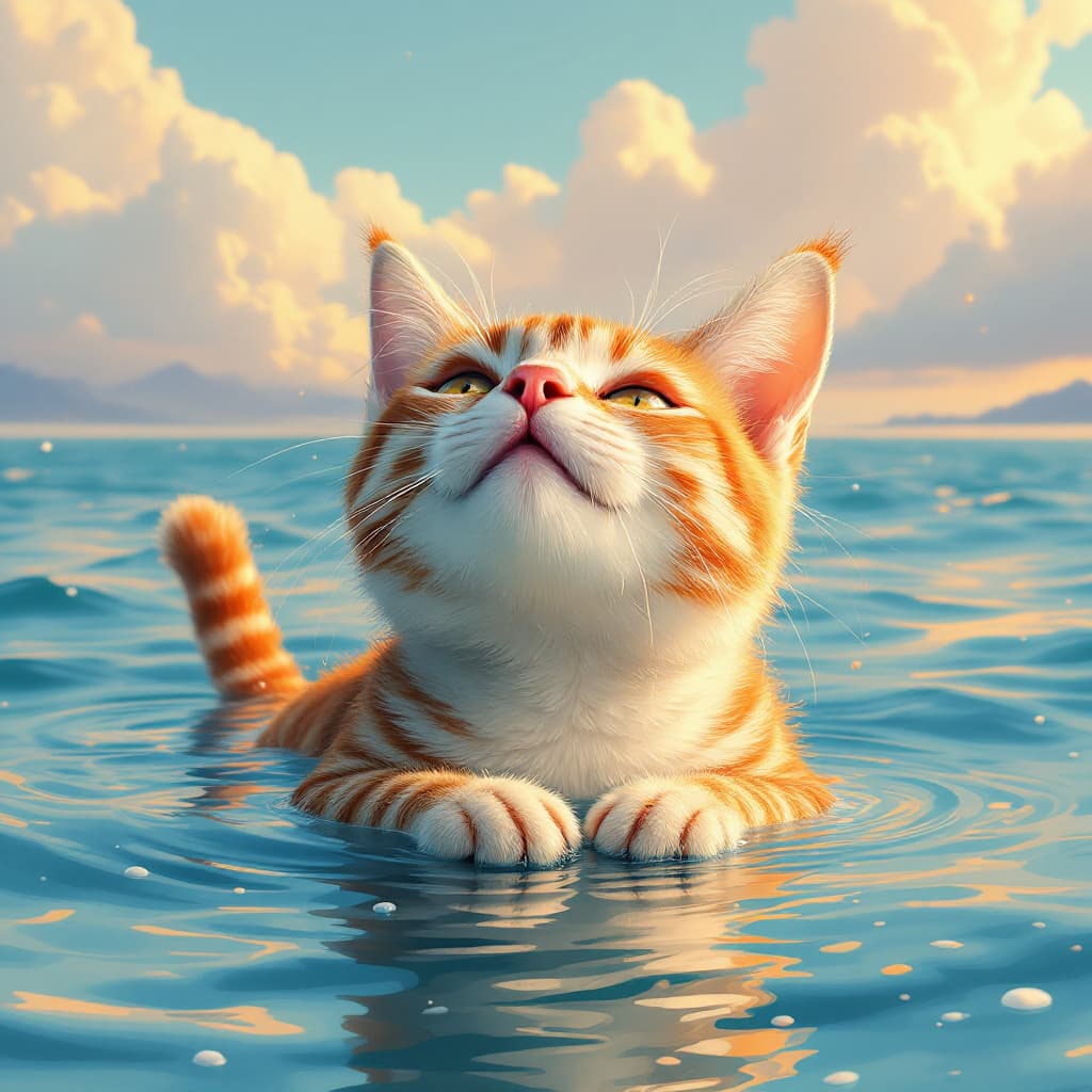 AI generated: Create a picture of cat in the sea