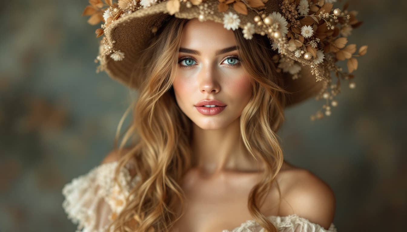 AI generated: Mulher jovem, possivelmente com 18 a 25 anos, de pele clara e cabelos loiros longos e ondulados, com...