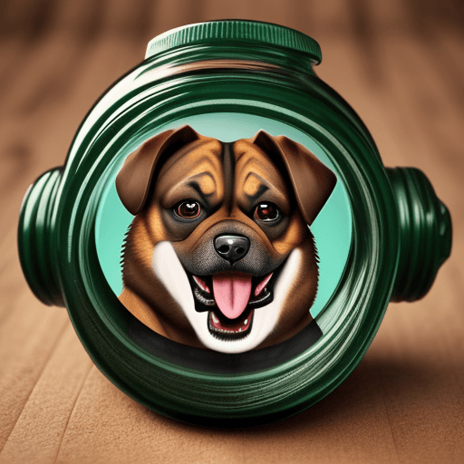 AI generated: a dog eating shit, an the shit has a republican face inside a bottle of shit