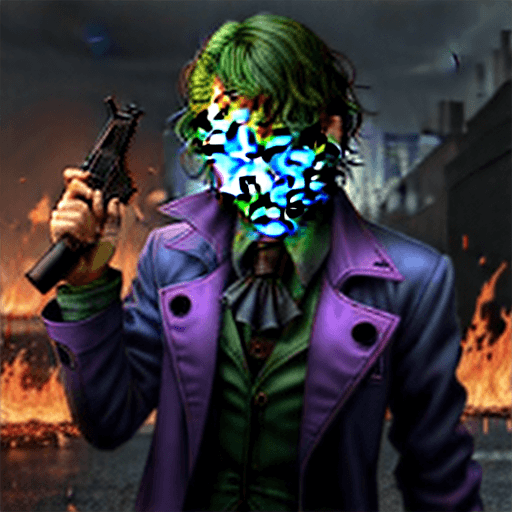 AI generated: joker/rain/fire/gun
