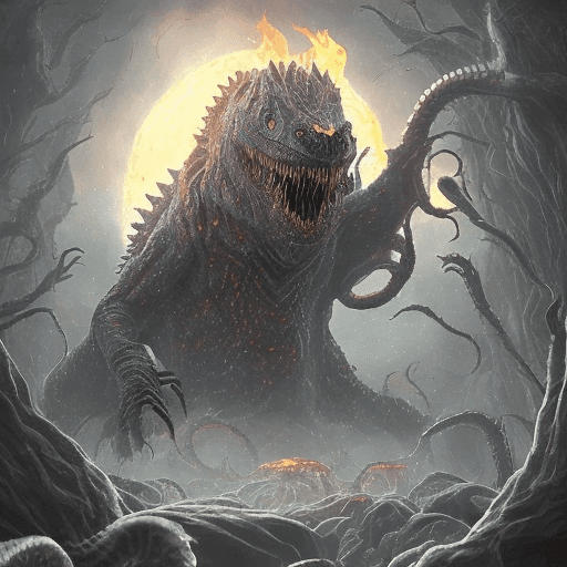 AI generated: Imagine a creature of pure hunger. It is a massive, black maw with rows of sharp teeth. Its body is ...