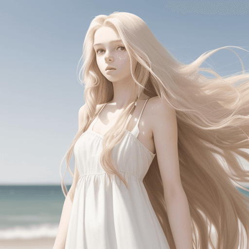 AI generated: A full body photo of a gorgeous  18 year old blonde girl with very long hair that has sticks and str...