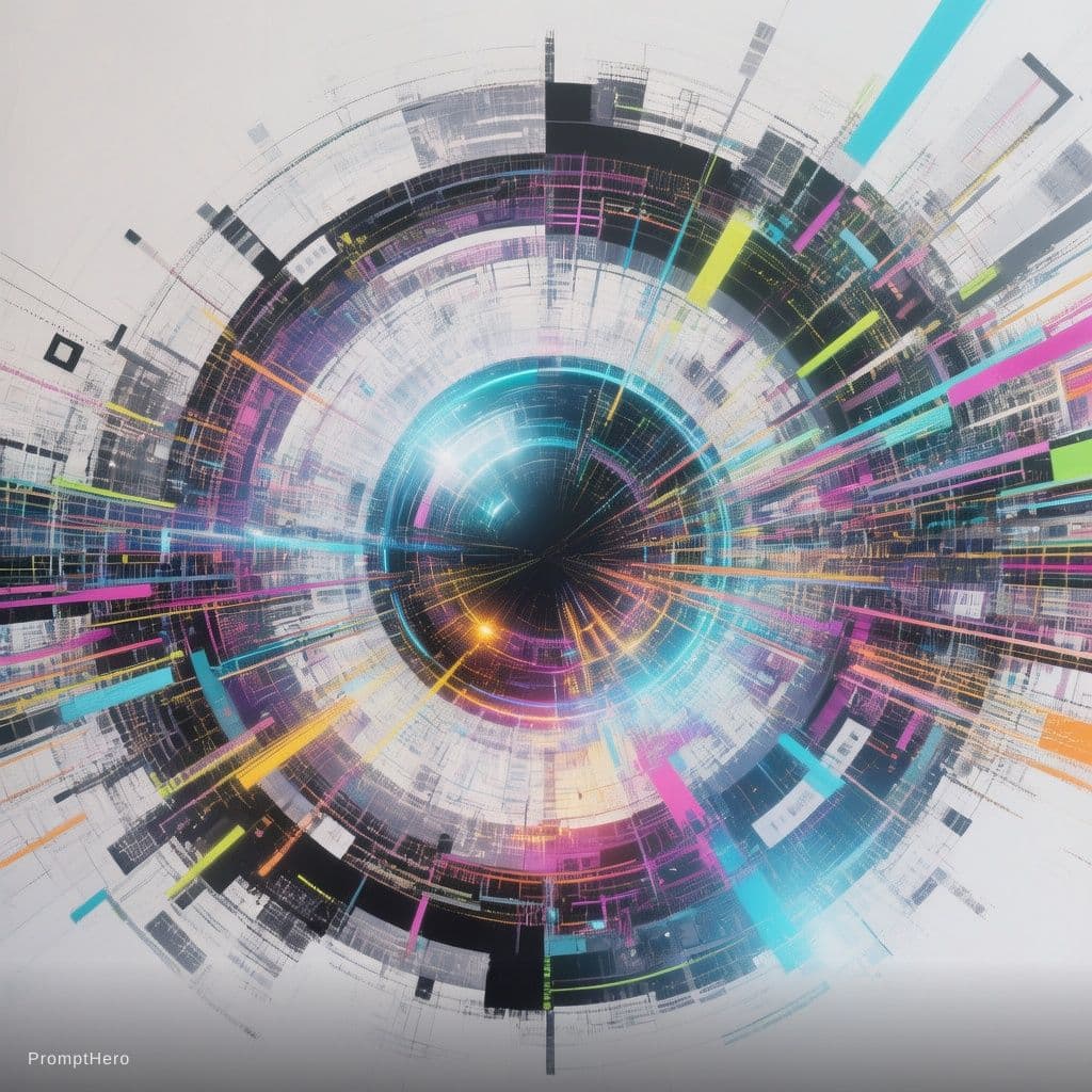 AI generated: white background abstract techno  colorful