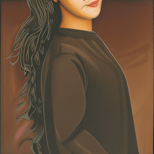 AI generated: A portrait of a young woman with an elegant and sophisticated style. Her hair is pulled back into a ...