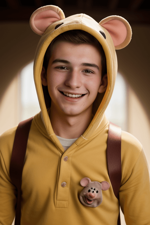 AI generated: High resolution photography, close up photo of a young 20yo smiling man wearing a steward little mou...