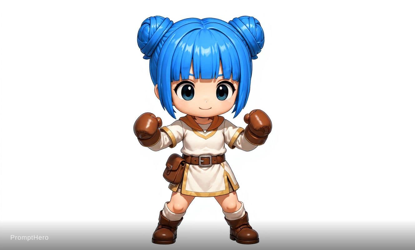 AI generated: the girl is in a boxing pose IDLE, no background